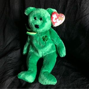 2002 Ty Beanie Baby DUBLIN Green Embroidered Shamrock Bear NWT